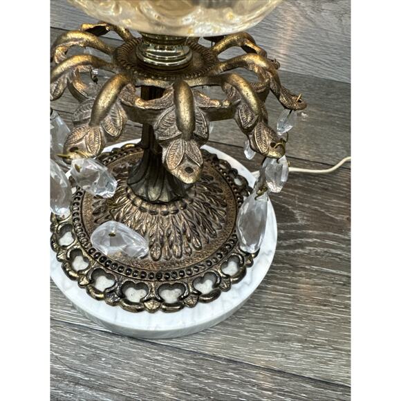 Vintage Borske Sklo Czech Glass Table Lamp with Brass Marble Base 14.5” Tall - Picture 11 of 13